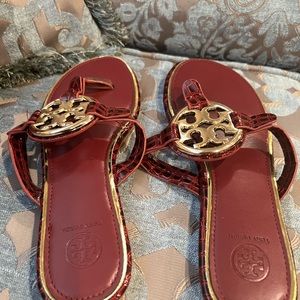 New Tory Burch burgundy sandals